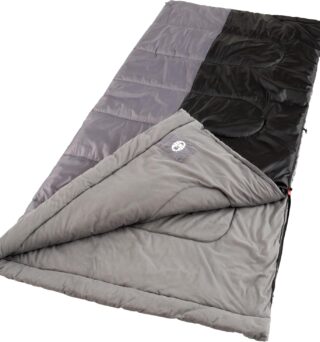 Coleman Biscayne Warm-Weather Sleeping Bag, 40°F Camping Sleeping Bag for Adults, No-Snag 2-Way Zipper for Ventilation with Stuff Sack Included, Fits Adults up to 6ft 4in Tall